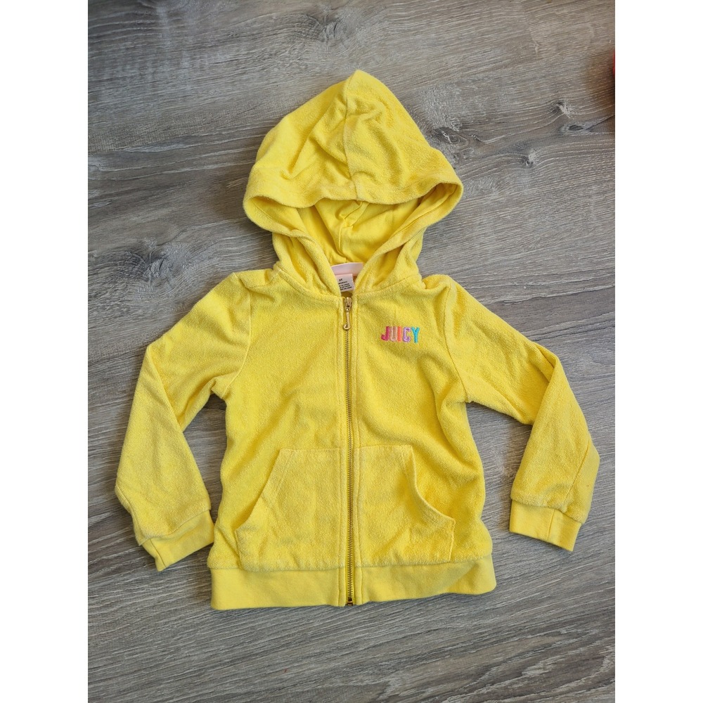 Juicy‎ Couture Girl's 3T Zip Up Terrycloth Hoodie Yellow Sequins Girlhood Y2K